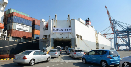 Used Japanese cars on RO-RO and container ships ready for export to Kenya